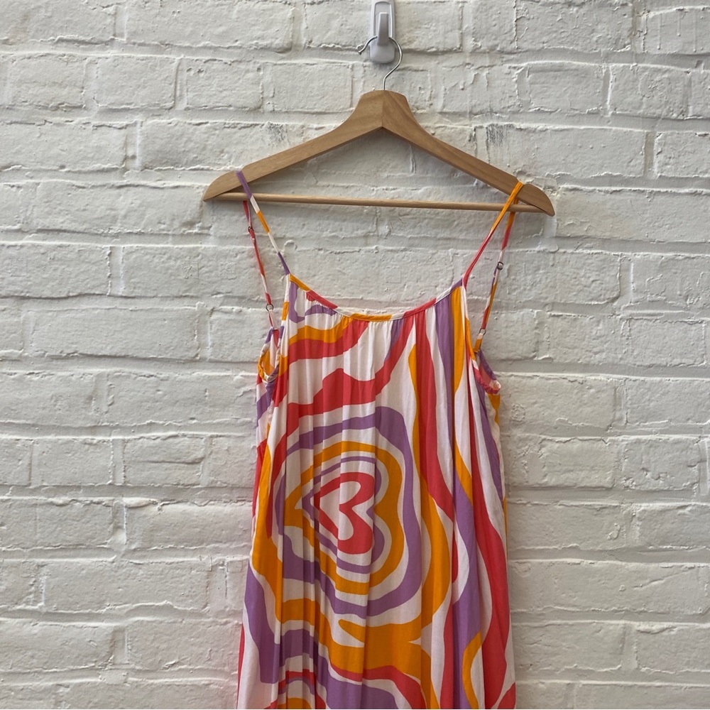 Sundress || Clea Dress Maxi Scoop Back Heart Pattern Pink Orange XS/S - Picture 3 of 9